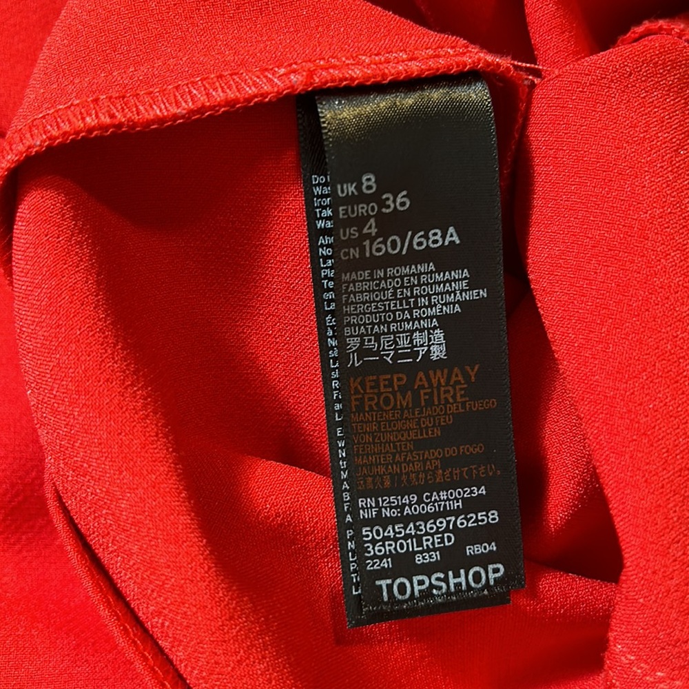 Topshop Red Wide Leg Flare Pants size 4 - Picture 8 of 9